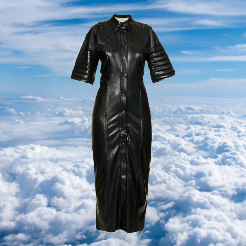 ‘Taissa’ Vegan Leather Dress